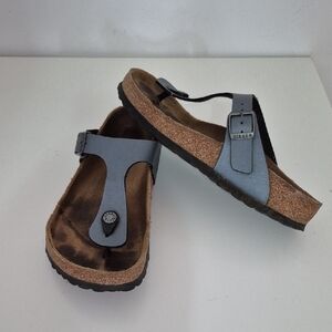 Birkenstock Metallic Grey Gizeh/thongs Sz 38